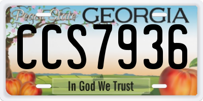 GA license plate CCS7936