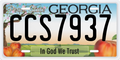 GA license plate CCS7937