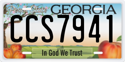 GA license plate CCS7941
