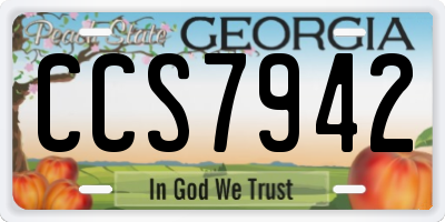 GA license plate CCS7942