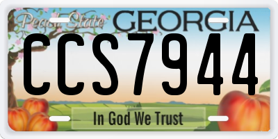 GA license plate CCS7944