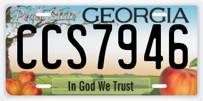 GA license plate CCS7946