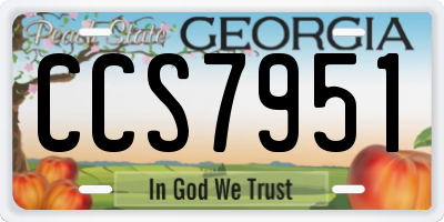 GA license plate CCS7951