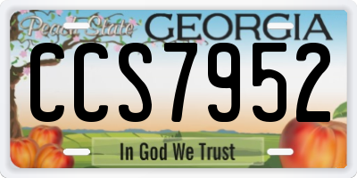 GA license plate CCS7952