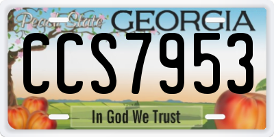 GA license plate CCS7953