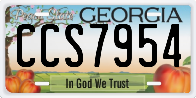GA license plate CCS7954