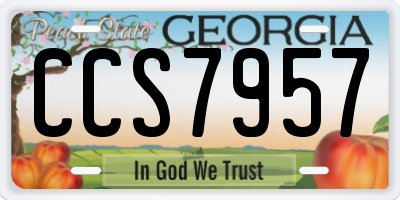 GA license plate CCS7957