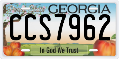 GA license plate CCS7962