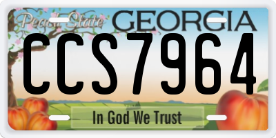 GA license plate CCS7964