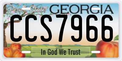 GA license plate CCS7966