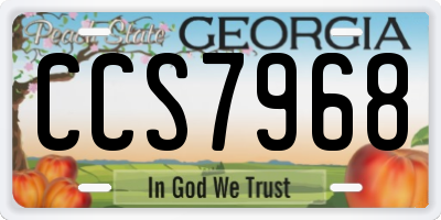 GA license plate CCS7968
