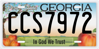 GA license plate CCS7972