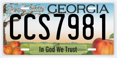 GA license plate CCS7981