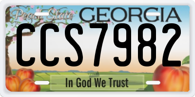 GA license plate CCS7982
