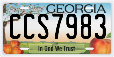 GA license plate CCS7983