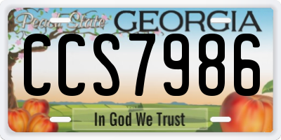 GA license plate CCS7986