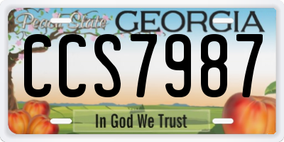 GA license plate CCS7987