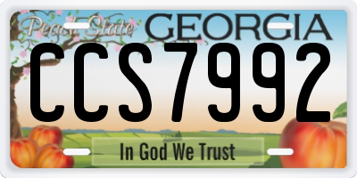 GA license plate CCS7992