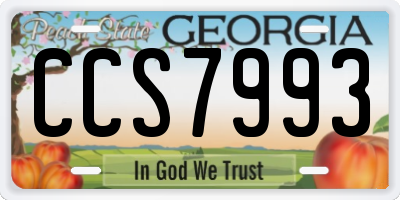 GA license plate CCS7993