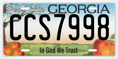GA license plate CCS7998