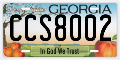 GA license plate CCS8002