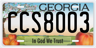 GA license plate CCS8003