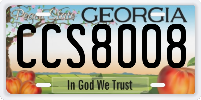 GA license plate CCS8008