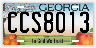 GA license plate CCS8013