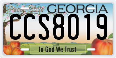 GA license plate CCS8019