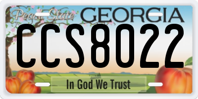 GA license plate CCS8022