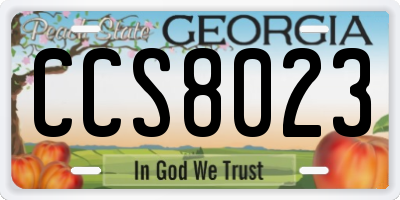 GA license plate CCS8023