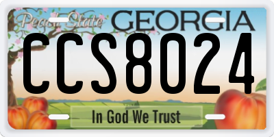GA license plate CCS8024