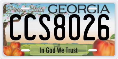 GA license plate CCS8026