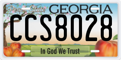GA license plate CCS8028