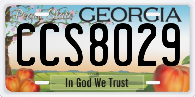 GA license plate CCS8029