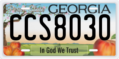 GA license plate CCS8030