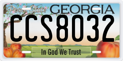 GA license plate CCS8032