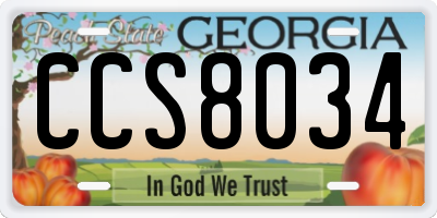 GA license plate CCS8034