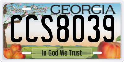 GA license plate CCS8039