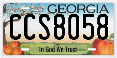GA license plate CCS8058