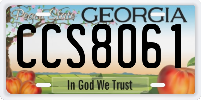 GA license plate CCS8061