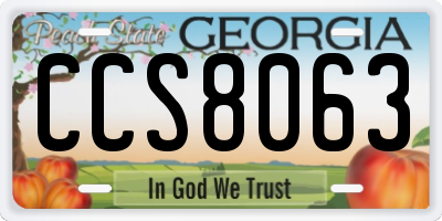 GA license plate CCS8063