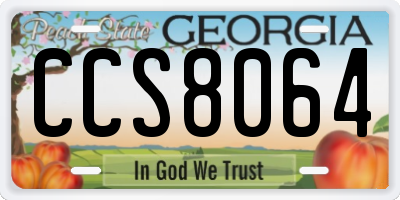 GA license plate CCS8064