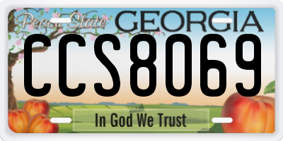 GA license plate CCS8069