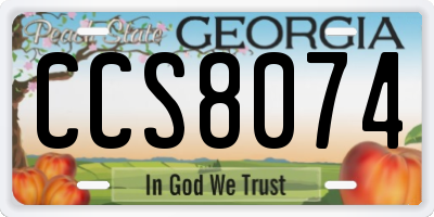 GA license plate CCS8074