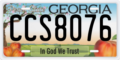 GA license plate CCS8076