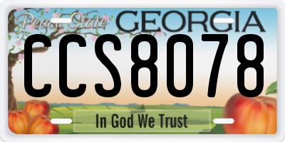 GA license plate CCS8078
