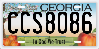 GA license plate CCS8086