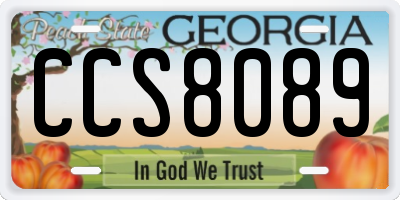GA license plate CCS8089