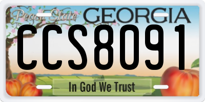 GA license plate CCS8091